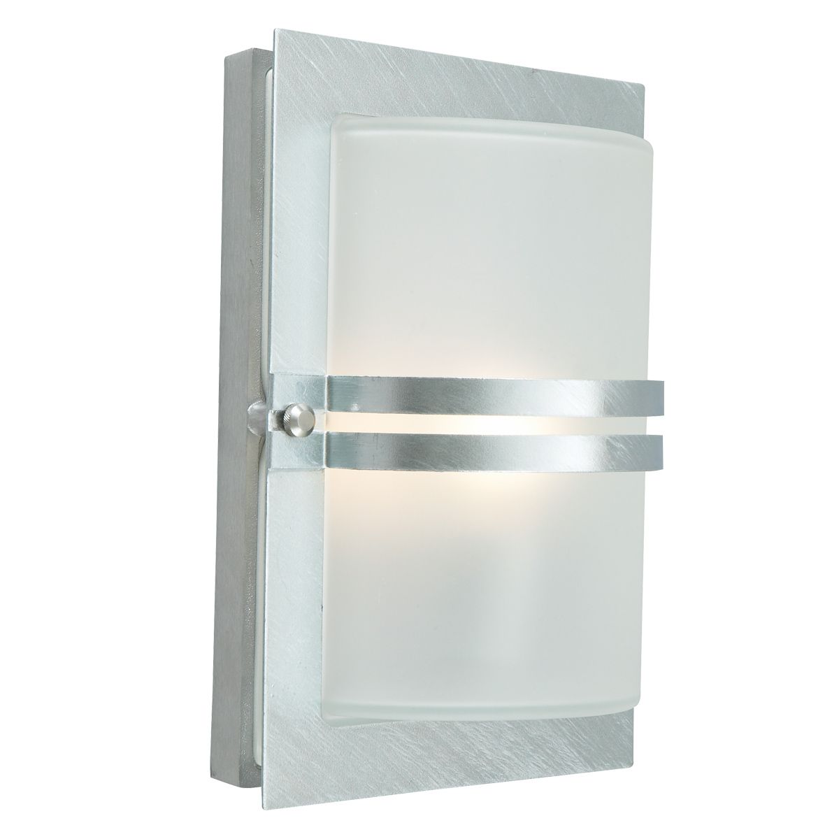 Basel 1 Light Wall Lantern - Galvanised With Frosted Glass