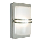 Basel 1 Light Wall Lantern - Stainless Steel With Frosted Glass