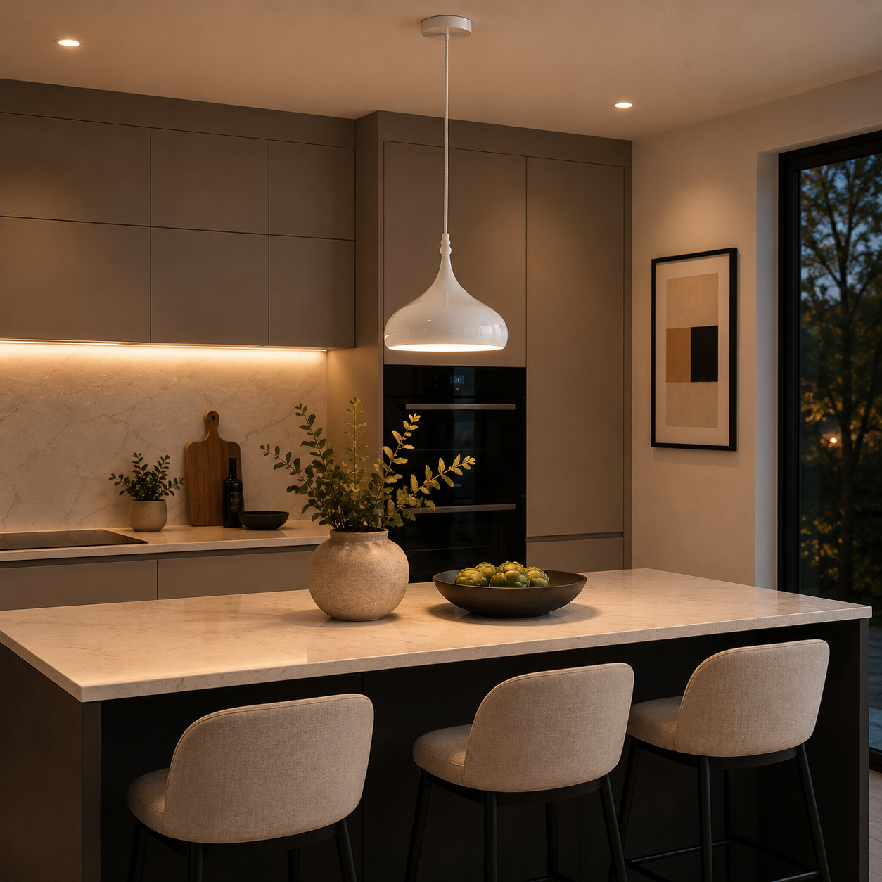 Rosia - Matt White Metal Pendant
