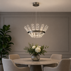 Bronze LED pendant light with crystal glass detail