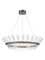 Large bronze LED pendant light with crystal glass detail