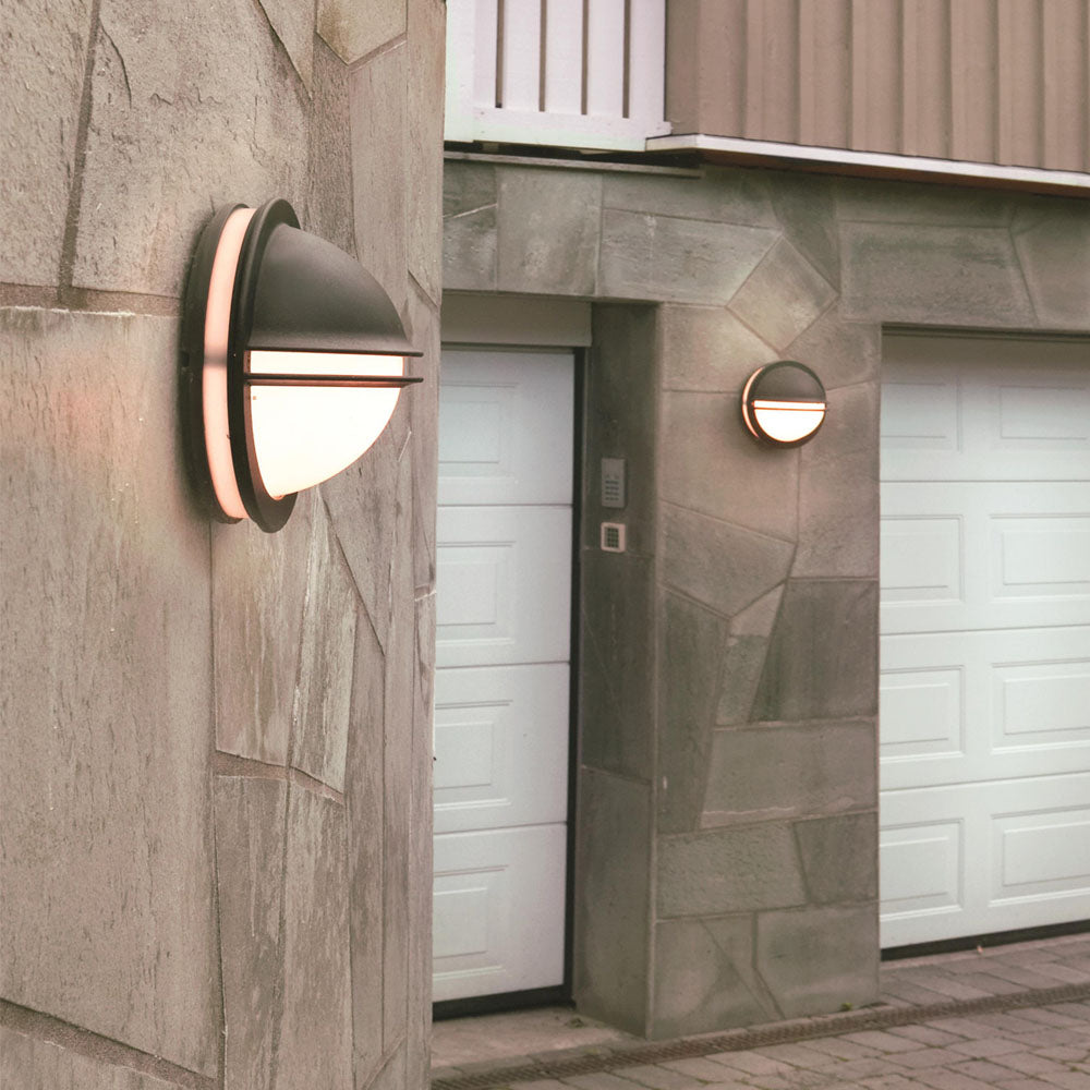 Berlin 1-Light Black Wall Light with Opal Glass