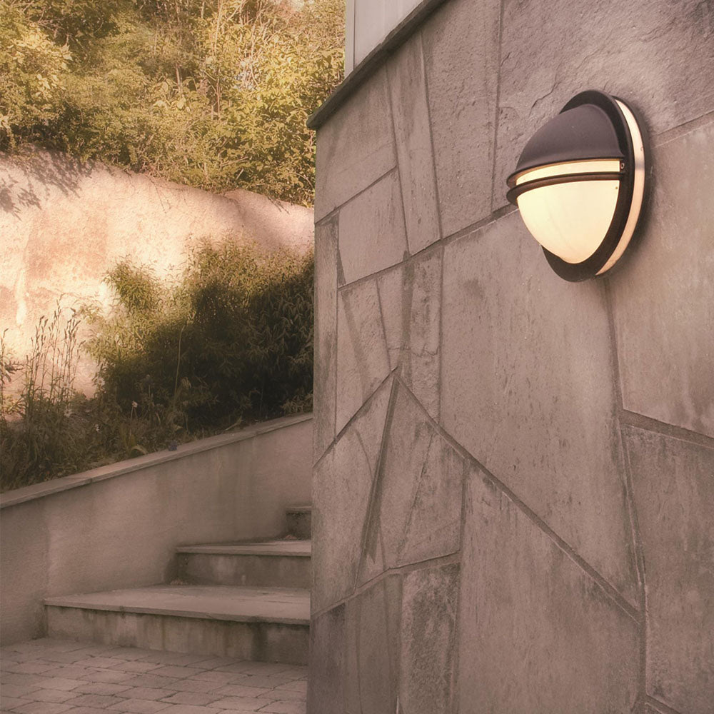 Berlin 1-Light Black Wall Light with Opal Glass
