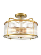 Decorative brass ceiling light with frosted glass diffuser