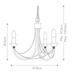 Carisbrooke 3 Light Chandelier - Black