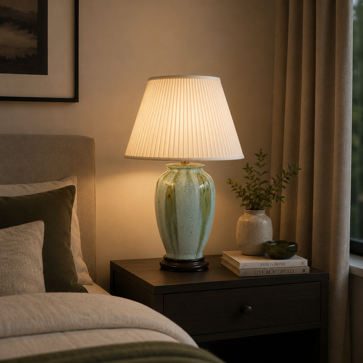 TL133F - Blue Green Glaze Table Lamp