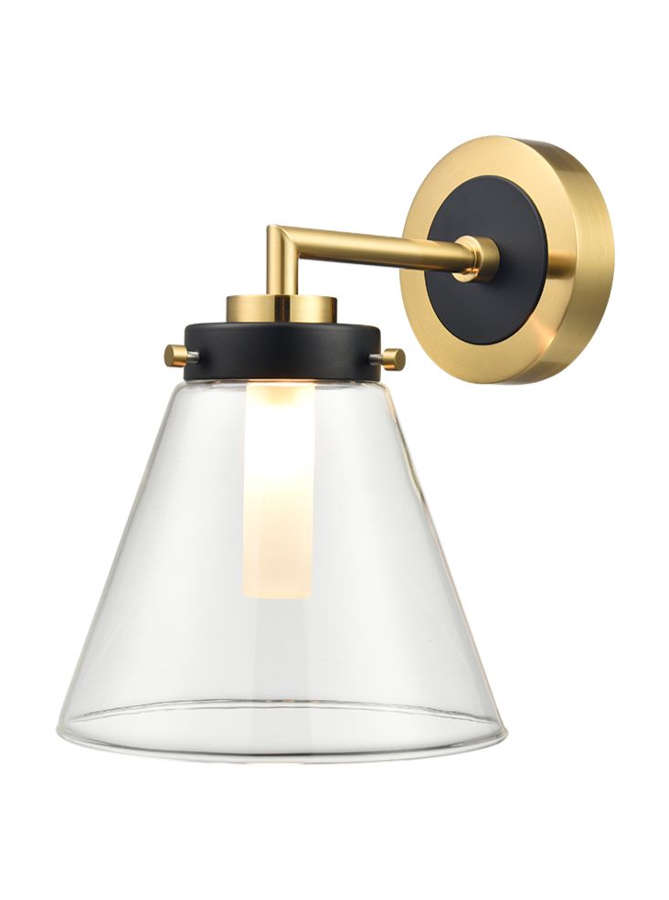 Conica Wall Light Matt Black and Aged Brass