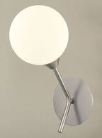Satin nickel wall light with opal glass globe