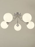 Cosmic 5 light fitting in satin nickel with matt opal glass