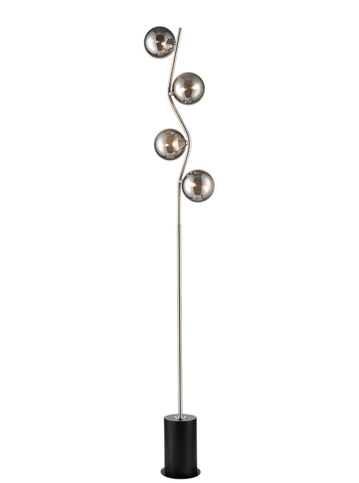 Cosmic Floor Lamp satin nickel with smoke glass