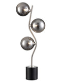 Cosmic Table lamp satin nickel with smoked glass