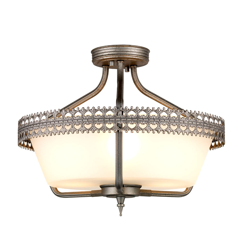 Crown Grey 3-Light Pendant/Semi-Flush