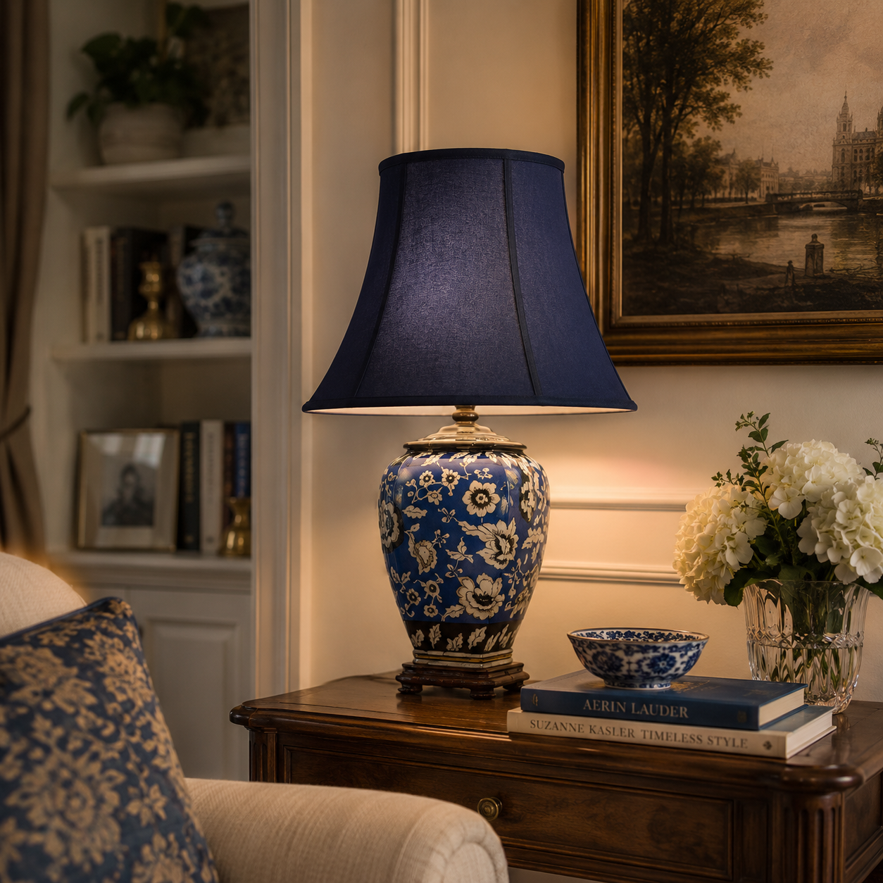 TL7096 - Cobalt Blue Floral Table Lamp
