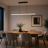 DAR Tube LED Bar Pendant Light Satin Black with Opal Diffuser