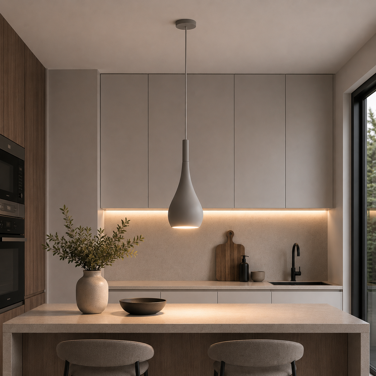 Maia 1 - Matt Grey Metal Pendant