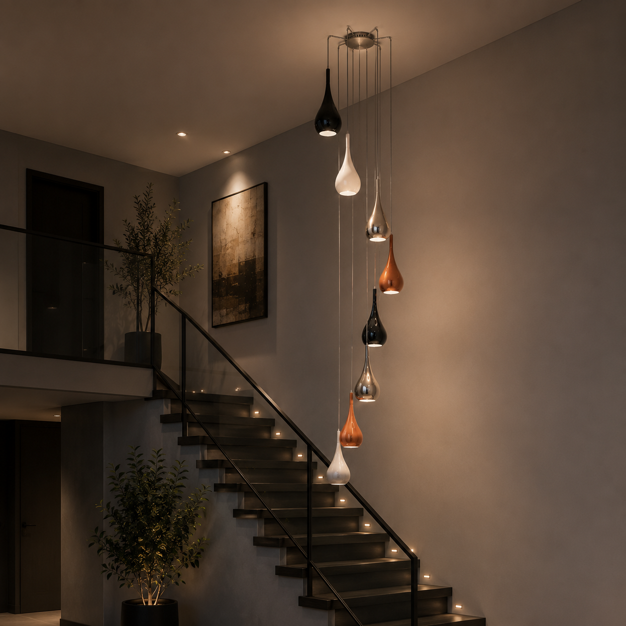 Maia 1 - 8 Light Helix of Metal Pendants