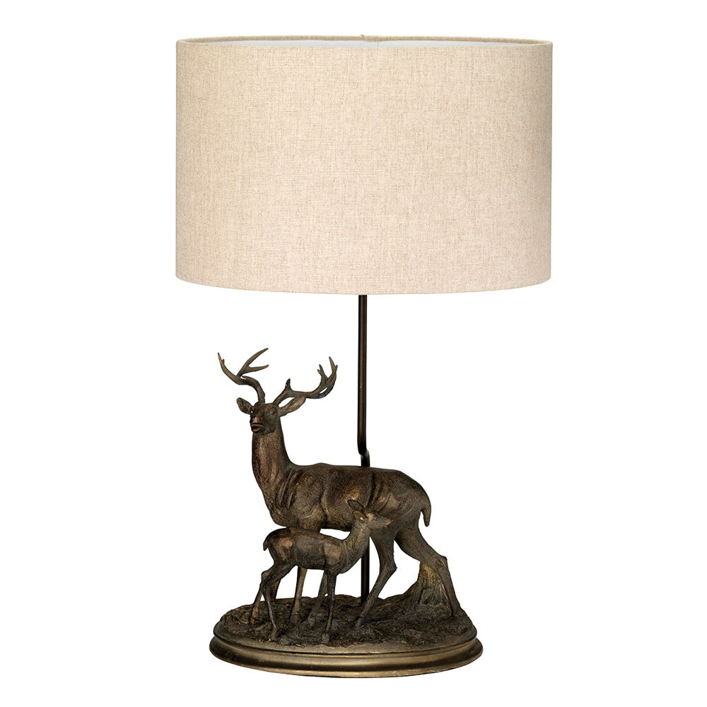 Amelia Stag & Fawn Table Lamp (Oval Shade)