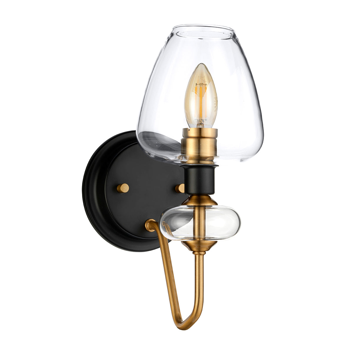Armand 1-Light Aged Brass Wall Sconce (Unique Glass Shade)