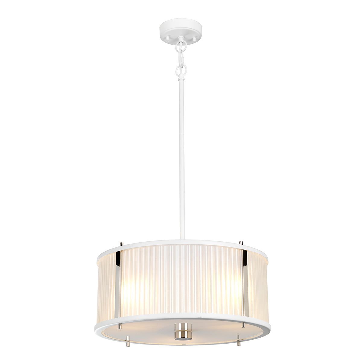 Corona 3-Light White Polished Nickel Pendant Light