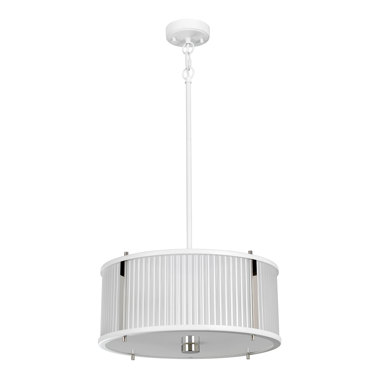 Corona 3-Light White Polished Nickel Pendant Light