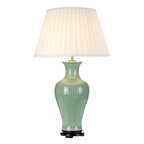 Dalian 1-Light Celadon Table Lamp (Ivory Shade)