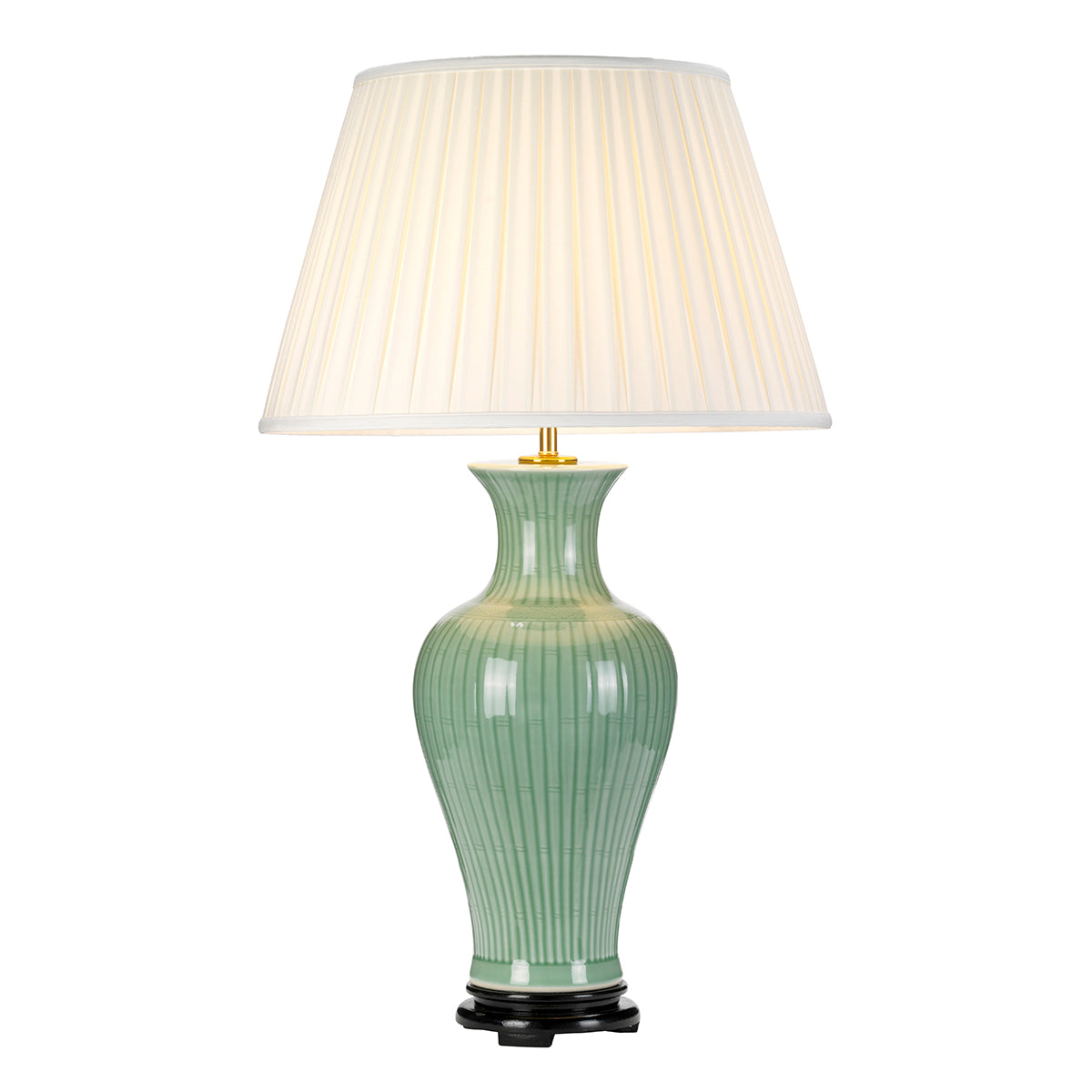 Dalian 1-Light Celadon Table Lamp (Ivory Shade)
