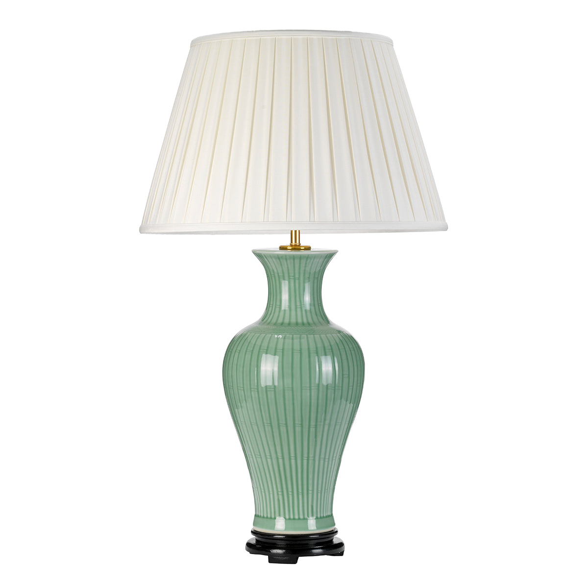 Dalian 1-Light Celadon Table Lamp (Ivory Shade)