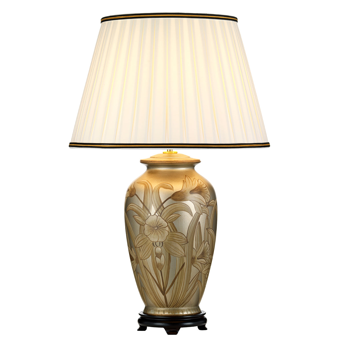 Dian Silver Ceramic Table Lamp with Flowers (Tall Shade)