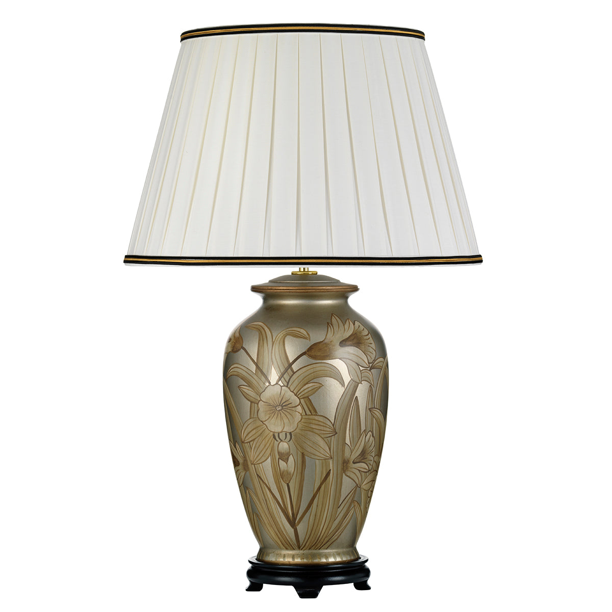 Dian Silver Ceramic Table Lamp with Flowers (Tall Shade)