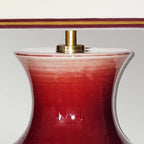 Majin Oxblood Red Jar 1 Light Table Lamp with Polycotton shade