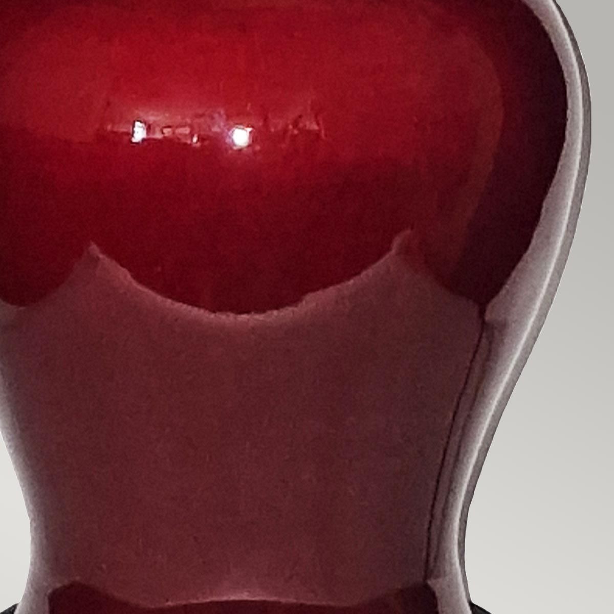 Majin Oxblood Red Jar 1 Light Table Lamp with Polycotton shade