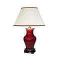 Majin Oxblood Red Jar 1 Light Table Lamp with Polycotton shade
