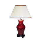 Majin Oxblood Red Jar 1 Light Table Lamp with Polycotton shade