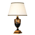 Narbonne Black Wood Table Lamp (Gold Leaves, Tall Shade)
