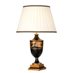 Narbonne Black Wood Table Lamp (Gold Leaves, Tall Shade)