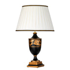 Narbonne Black Wood Table Lamp (Gold Leaves, Tall Shade)