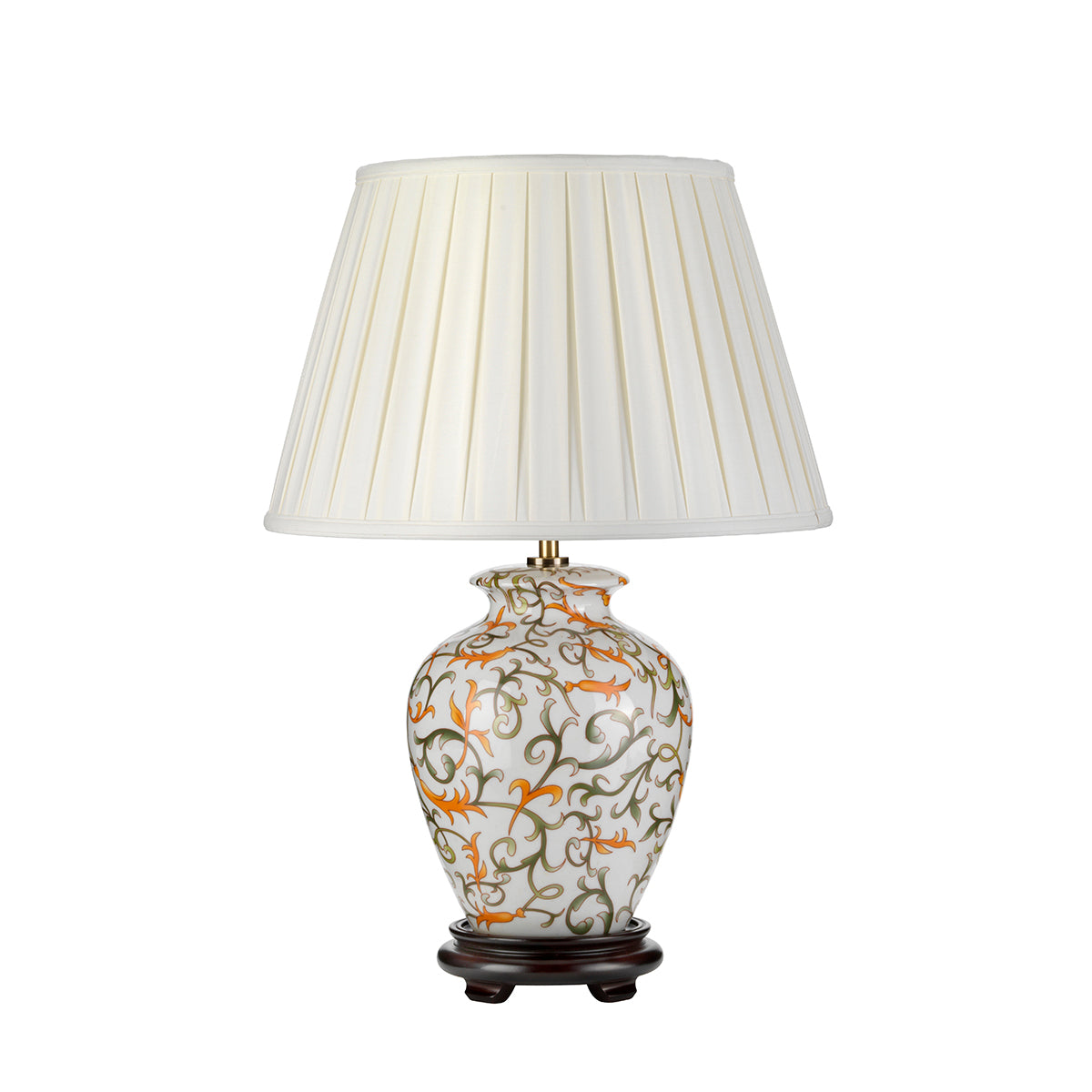 Soling Cream Table Lamp (Green & Orange Leaves)