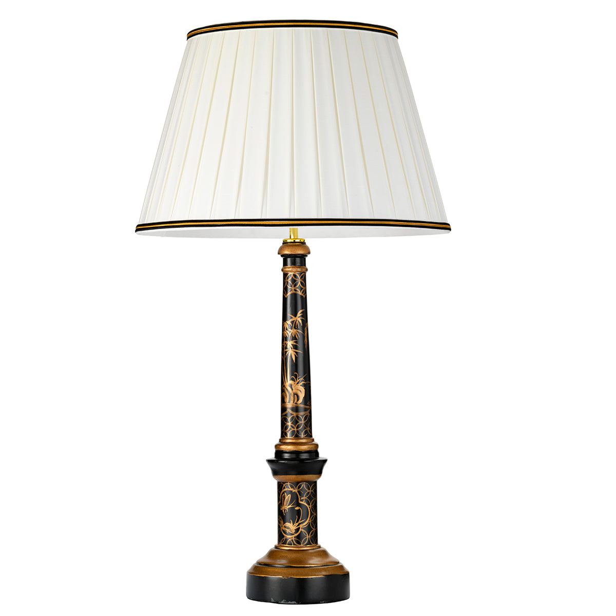 Strasbourg Black Wood Table Lamp (Gold Accents)