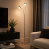 Adonis - LED Twin Head Floor Stand Lamp  - Chrome