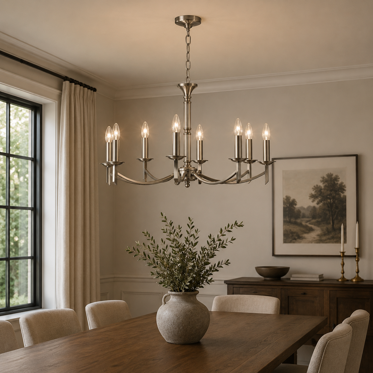 Patrinia 8 Light Dual Mount Chandelier Nickel Finish