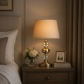 DAR Edith Touch Table Lamp Antique Brass Glass with Shade