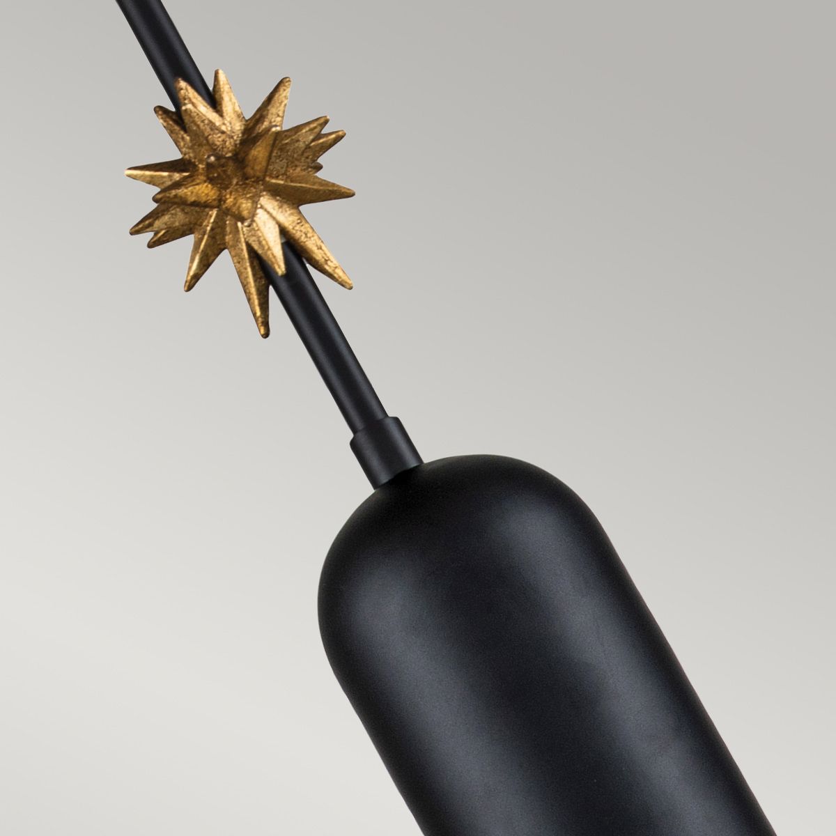Etoile 1lt Medium Pendant - Matte Black and Gold Leaf