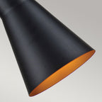 Etoile 1lt Medium Pendant - Matte Black and Gold Leaf