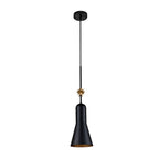 Etoile 1lt Medium Pendant - Matte Black and Gold Leaf