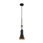 Etoile 1lt Small Pendant - Matte Black and Gold Leaf