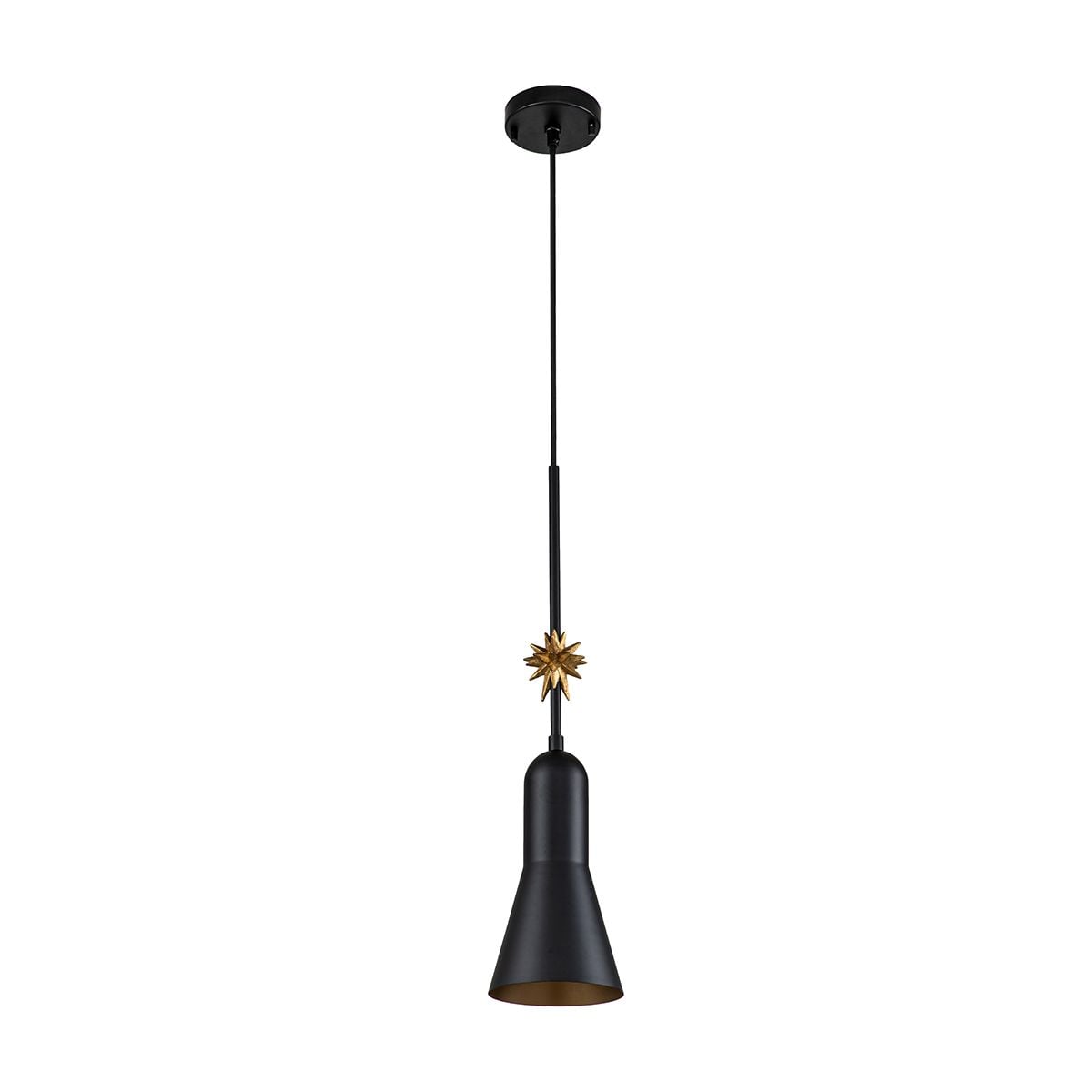 Etoile 1lt Small Pendant - Matte Black and Gold Leaf