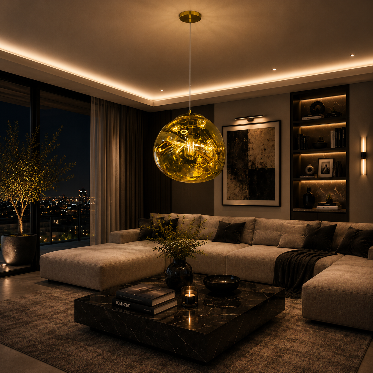 Mensa 400 Gold Glass Pendant