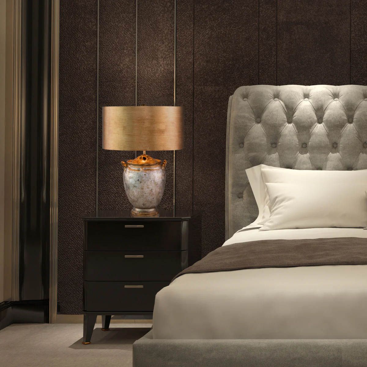 Jackson 1lt Table Lamp - Antiqued Silver with Gold Leaf Accents