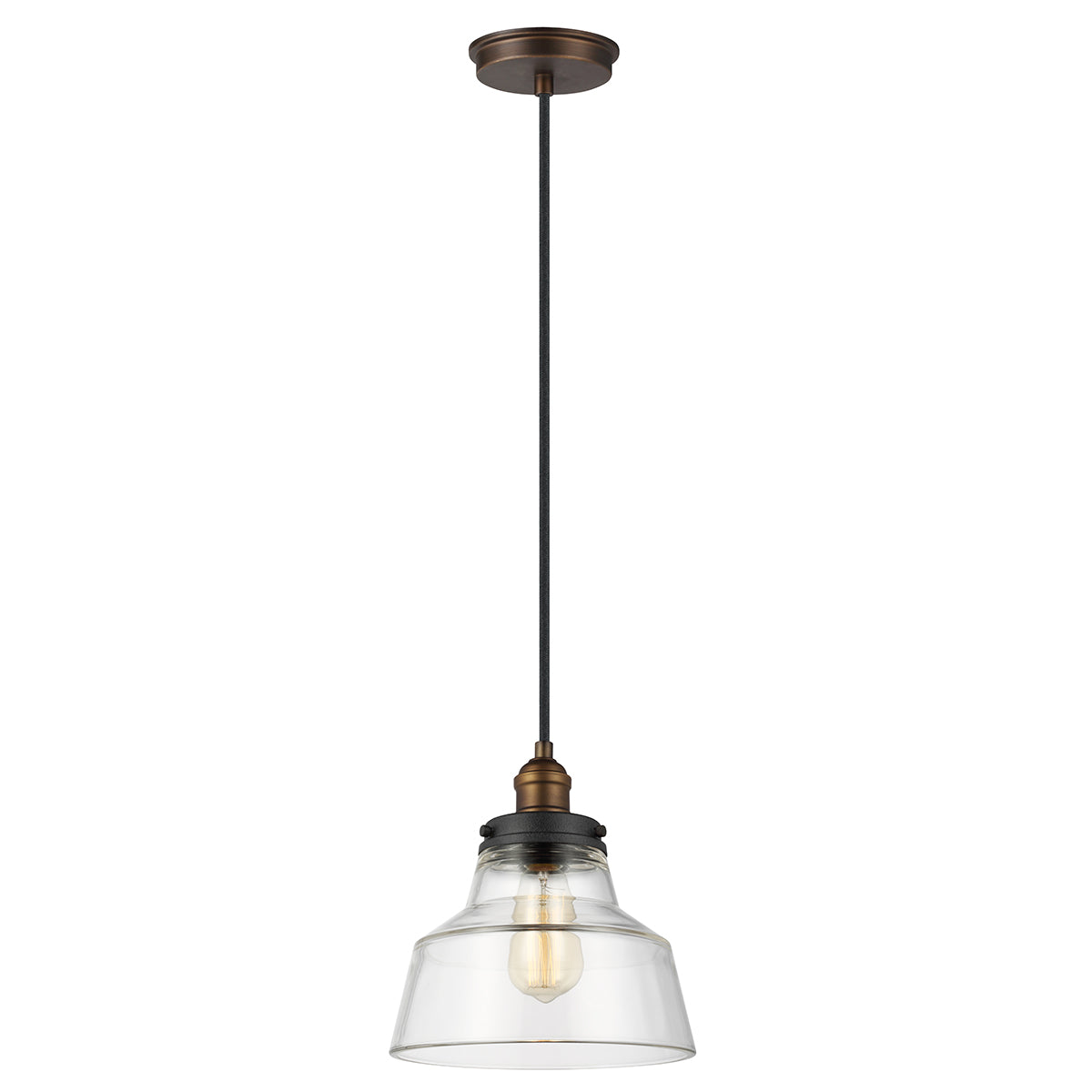 Baskin 1 Light Pendant - Aged Brass/Dark Weathered Zinc