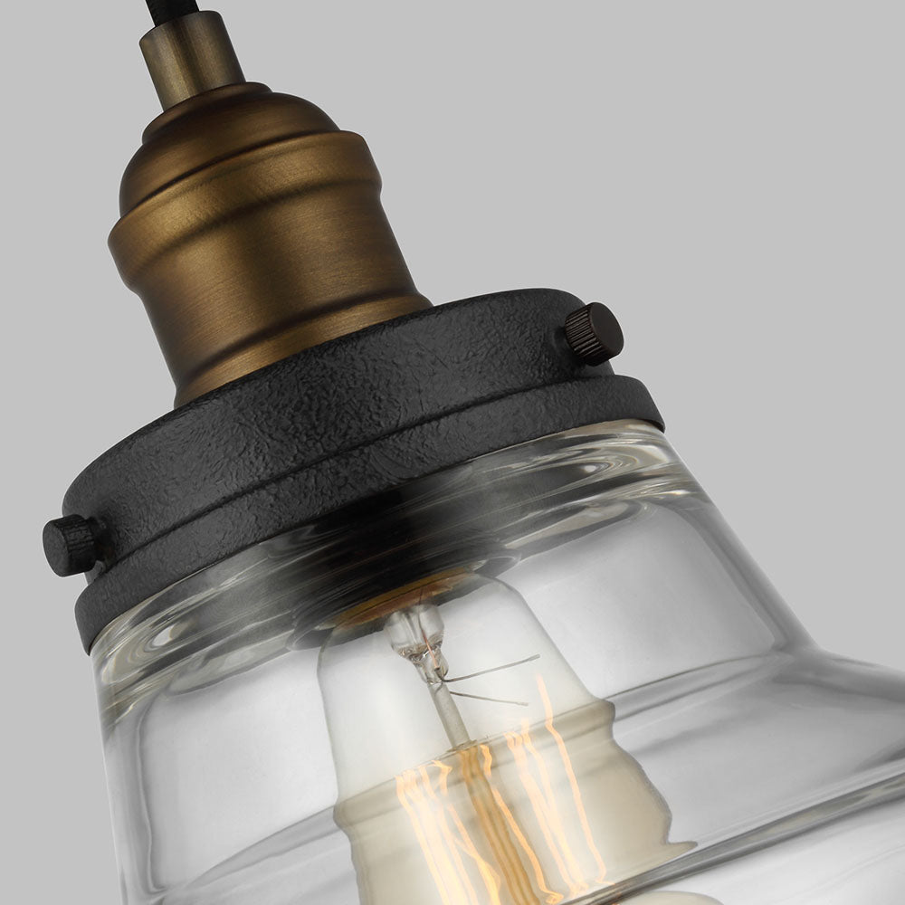 Baskin 1 Light Pendant - Aged Brass/Dark Weathered Zinc